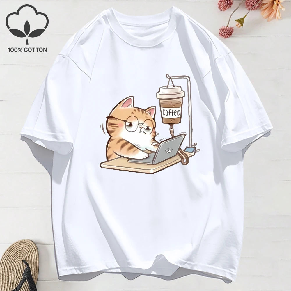 Camisa de Gatinho No Café