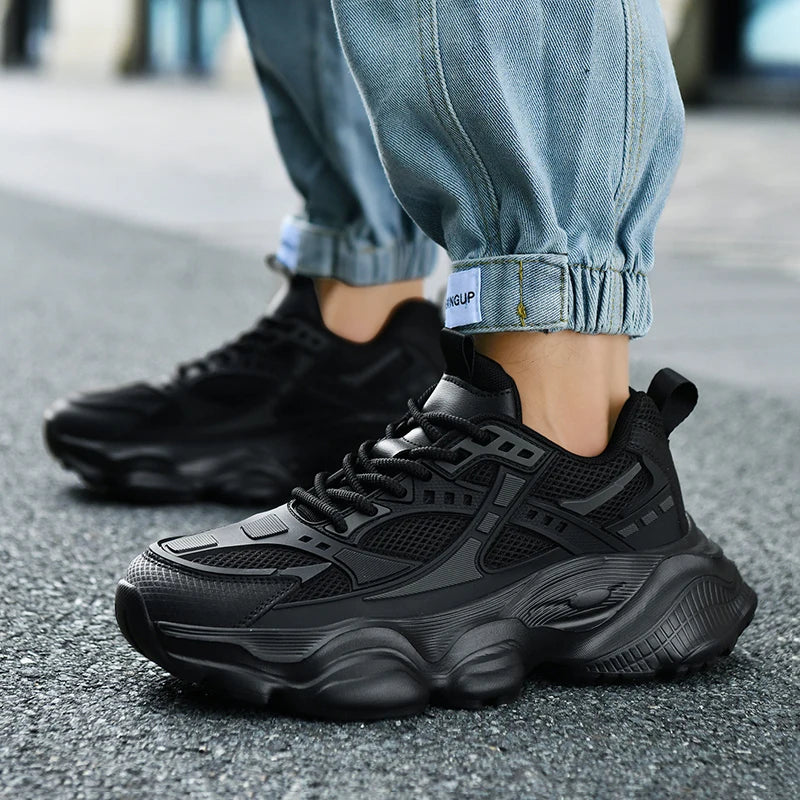 Tênis masculino casual atlético tênis de caminhada masculino preto alta qualidade tendência plataforma tênis de basquete para homem 2025