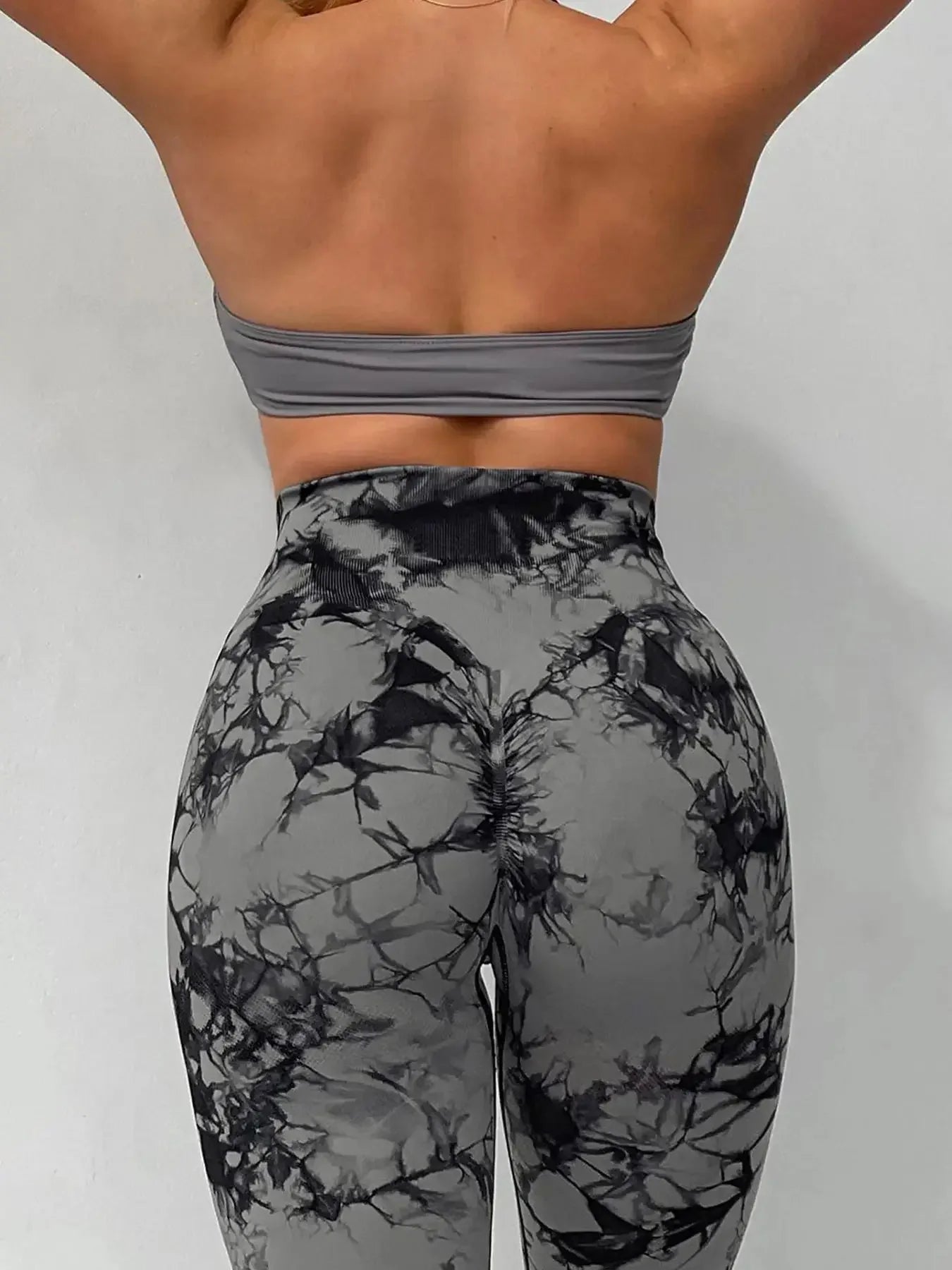 Calça feminina tie-dye sem costura pêssego bunda cintura alta estiramento fitness yoga