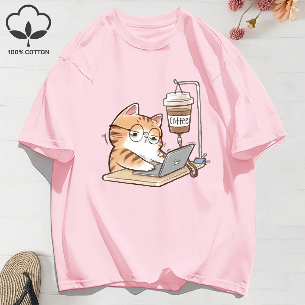 Camisa de Gatinho No Café